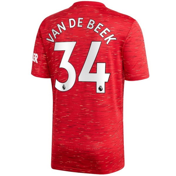 Trikot Manchester United NO.34 Van De Beek Heim 2020-21 Rote Fussballtrikots Günstig